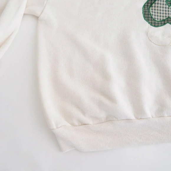 Vintage Jerzees Cream Angel Embroidered Green Collared  Crewneck Sweater 2X - Picture 8 of 11